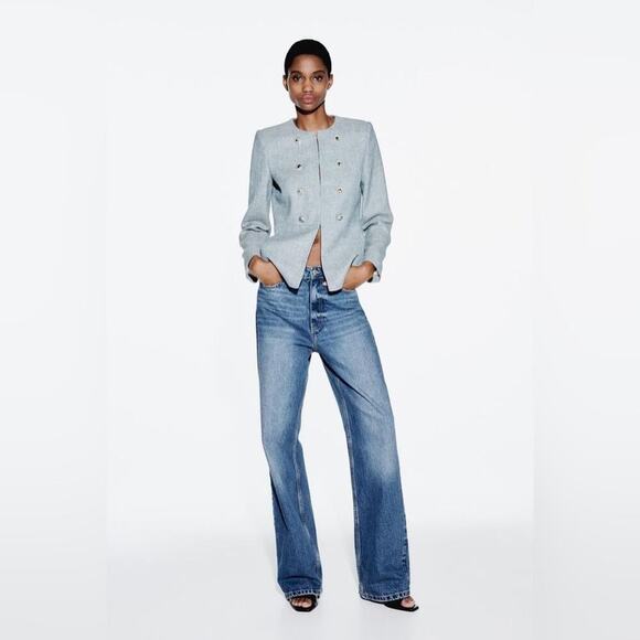 Zara TEXTURED BLAZER Size Large - Picture 3 of 13